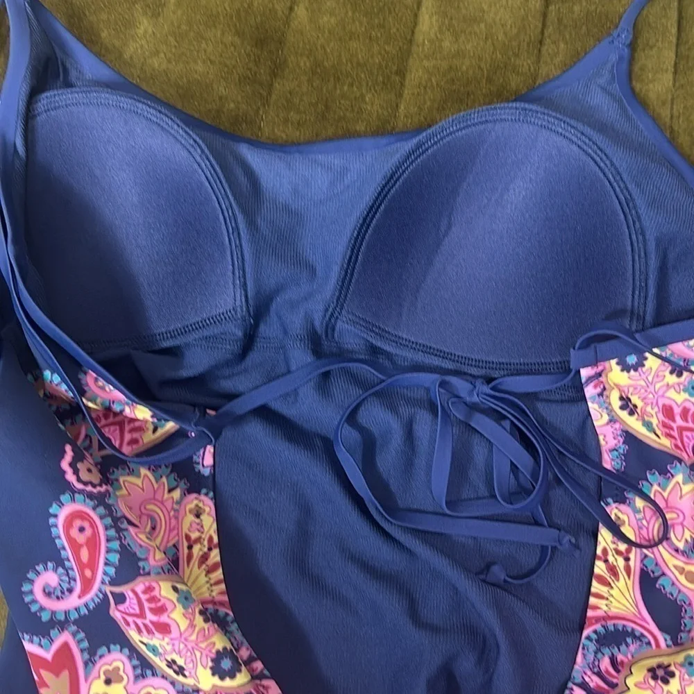 Boden Scoop Tie Back pink paradise paisley Swimsuit NWT